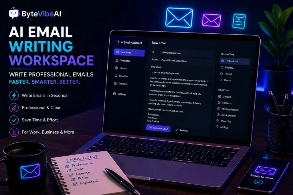 Best Free AI Email Generators workspace showing professional email writing tools