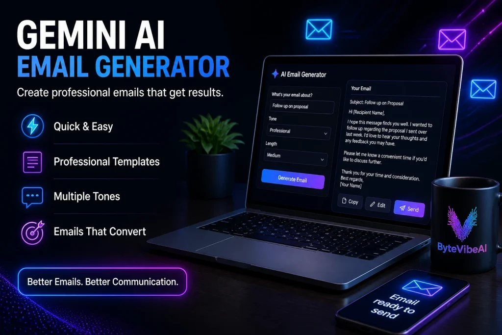  Gemini AI email generator drafting a professional follow-up email