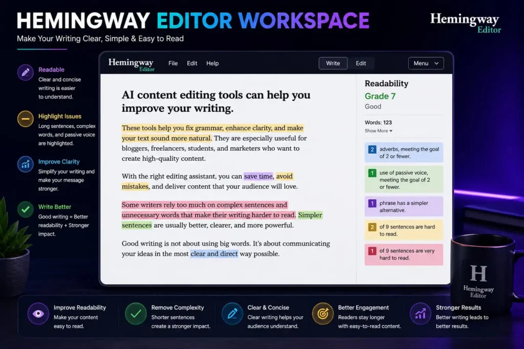 Hemingway Editor improving readability and simplifying complex writing