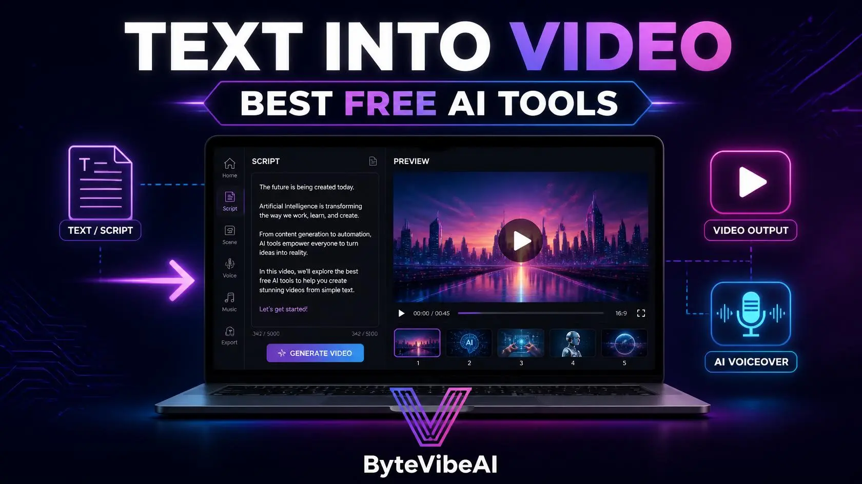 Best free AI tools for video creation text to video
