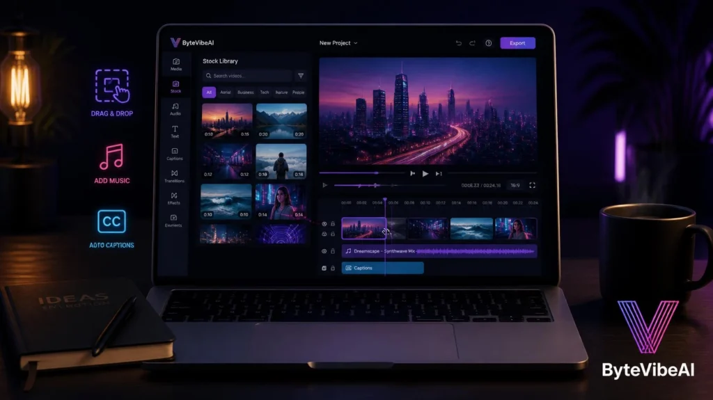 Clipchamp for Beginner Video Editing Clipchamp drag-and-drop editor with AI captions for beginners