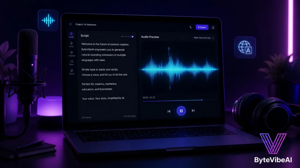 ElevenLabs generating a natural AI voiceover for a faceless video