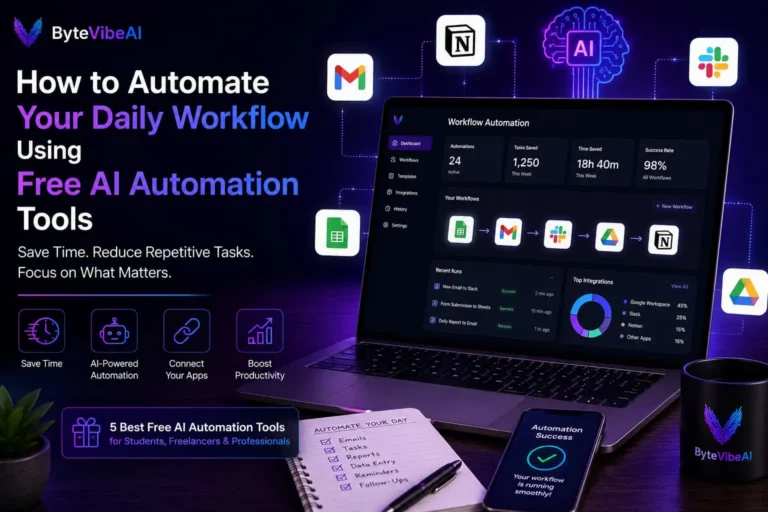 Free AI Automation Tools helping automate daily workflows for students, freelancers, and professionals