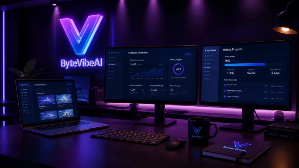 Best Free AI Humanizers workspace with content editing tools, laptop, and professional writing setup