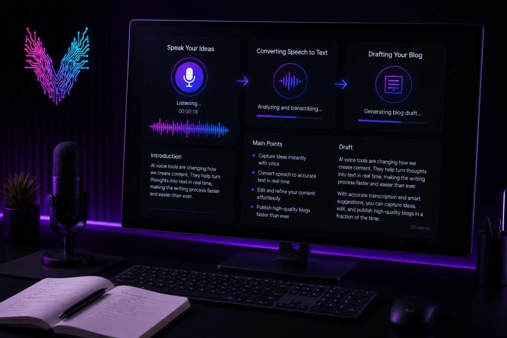 ai-speech-to-text-blog-drafting-workflow AI speech to text workflow for faster blog drafting process