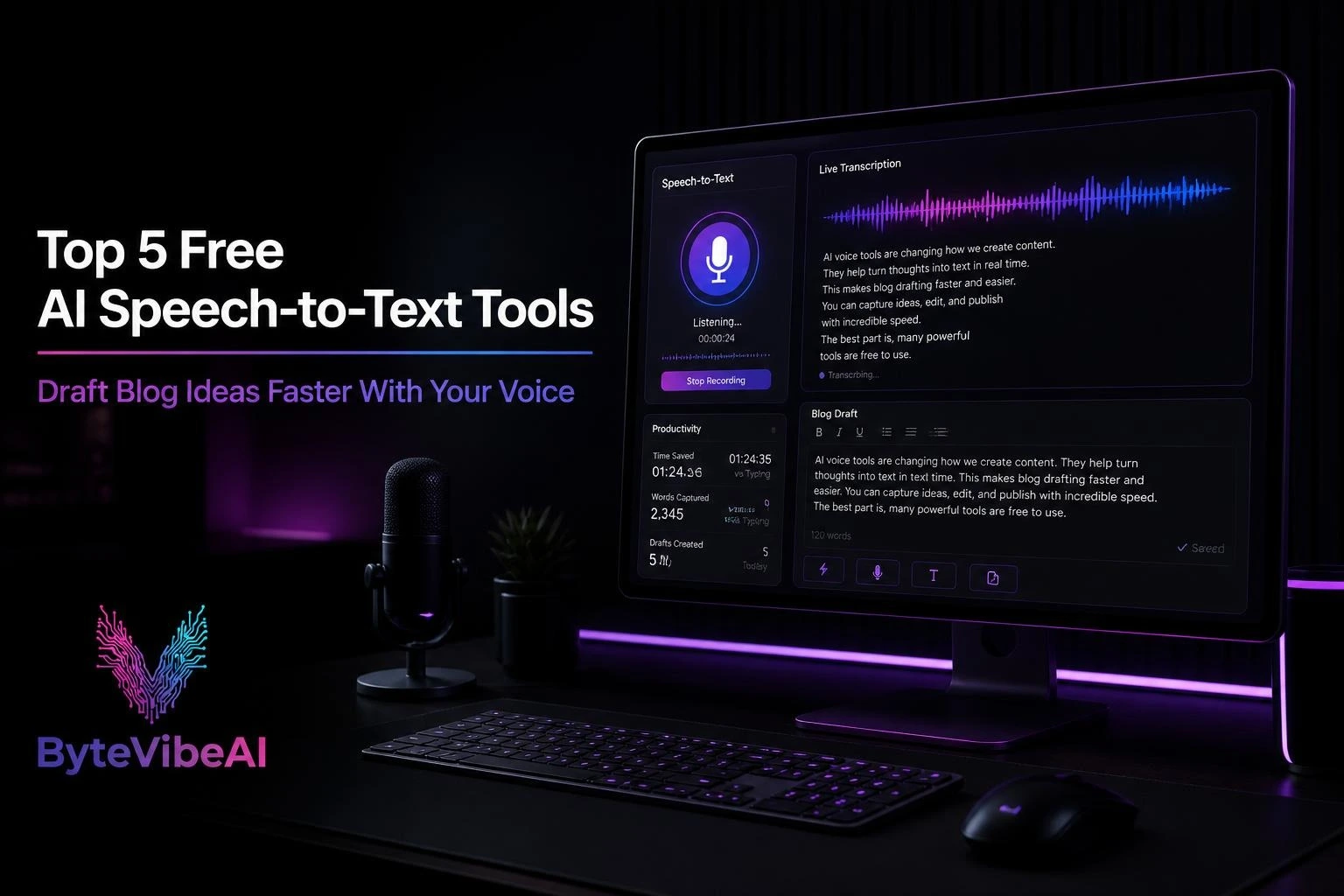 Top 5 Free AI Speech-to-Text Tools for Fast Blog Drafting