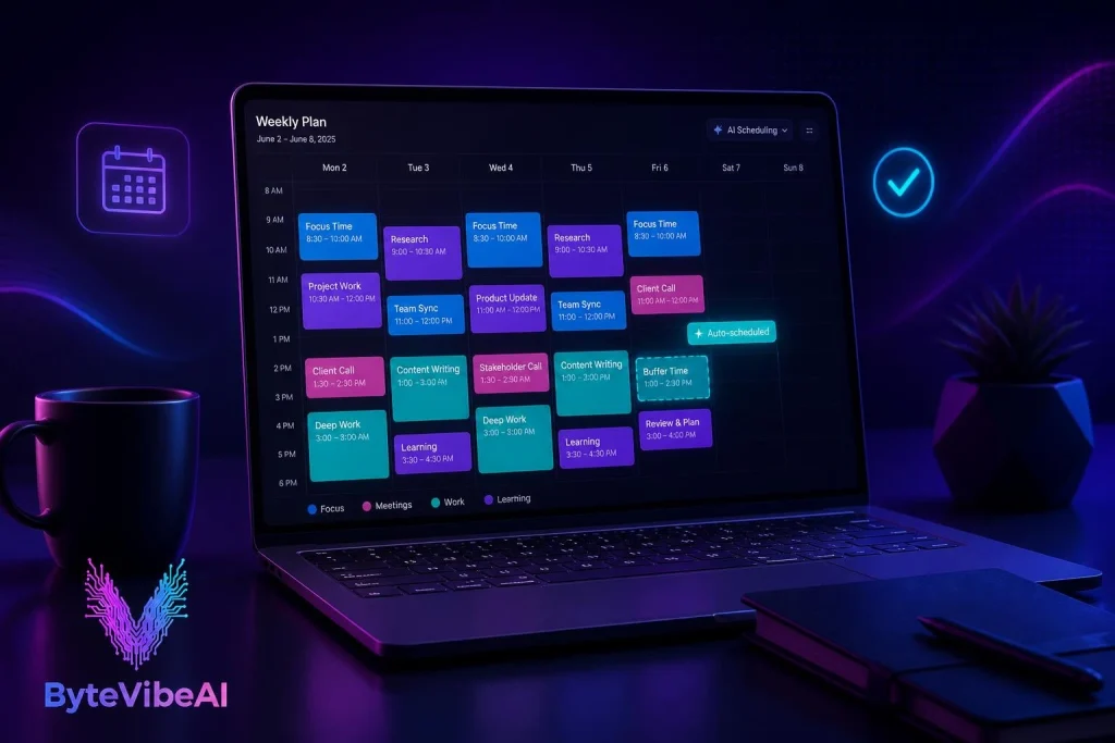 Reclaim.ai automatically time-blocking a weekly calendar