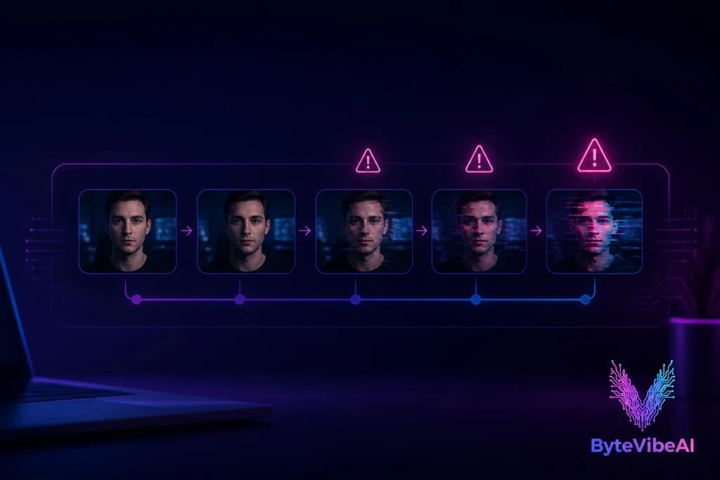 Diagram showing common causes of AI video face distortion and drift