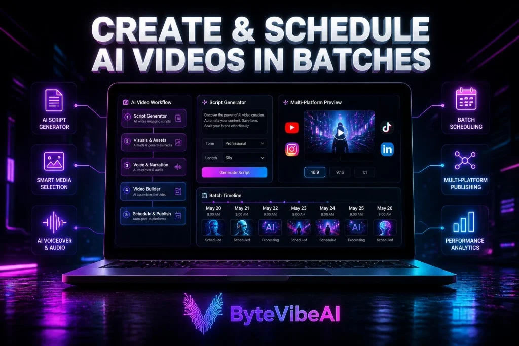 Spira AI batch video creation and automated scheduling dashboard