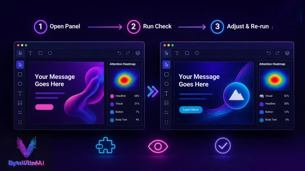 Steps to run a Tractionwave attention check inside Figma and Canva
