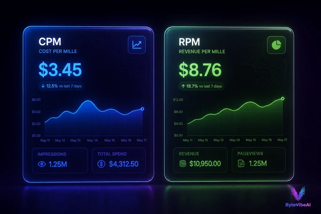 YouTube RPM vs CPM metrics comparison for faceless channels